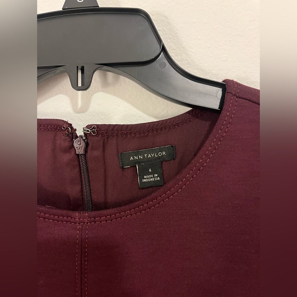 Ann Taylor Burgundy Ponte A-Line Dress - Picture 3 of 4
